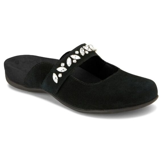 Vionic Shoes - Vionic Shoes Jenelle Black Suede Mary Jane Mule Slip Rhinestone Size 6